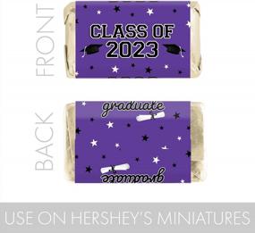 img 1 attached to 2023 Graduation Mini Chocolate Candy Bar Wraps - 45 стикеров для вечеринок в школьных цветах (фиолетовый) - оптимизировано для поисковых систем