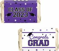 2023 graduation mini chocolate candy bar wrappers - 45 party favor stickers in school colors (purple) - optimized for search engines logo