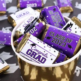 img 3 attached to 2023 Graduation Mini Chocolate Candy Bar Wraps - 45 стикеров для вечеринок в школьных цветах (фиолетовый) - оптимизировано для поисковых систем