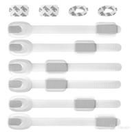 👶 baby proof cabinet locks: easy installation adhesive for kitchen cupboards, fridge & toilet seat - improved child safety with no trapped fingers (6pack-4 extra 3m) logo