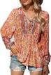 floral peplum top for women: ruffled tunic with tie v-neck and long sleeve - casual babydoll style by prettygarden logo