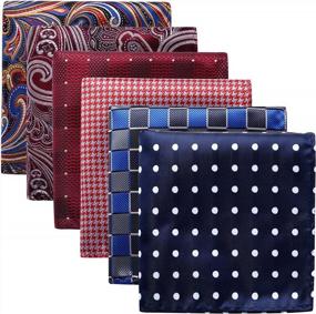 img 3 attached to 6 Piece Mens Pocket Square Handkerchief Set - Assorted Woven Design For Weddings, Parties & Gifts - HISDERN