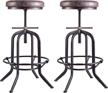 2-pack industrial bar stool set - adjustable swivel vintage pu leather, rustic cushioned cast iron design - extra tall pub height 29-35 inches, fully welded logo