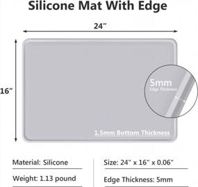 img 3 attached to Gartful Silicone Mat For Countertop, 24" X 16" X 0.06" Thick Silicone Kitchen Counter Mat - 0.2" Raised Edge, Multipurpose Mat With Lip, Toddler Placemat, Heat-Resistant Pad, Nonstick, Light Gray