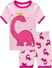 img 4 attached to 🌙 Adorable Little Girls Summer Pajama Sets: Toddler Unicorn Sleepwear in Cotton, Dinosaur Pjs, 2 Piece Clothes for 2-7 Year-Olds