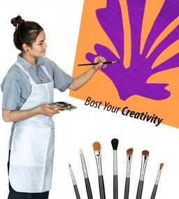 img 3 attached to 10-Pack Professional Paint Brushes With Wooden Handles For Oil Stain, Watercolor, Arts & Crafts Projects - Perfect For Professionals & Amateurs By Katzco.