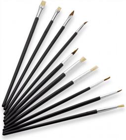img 4 attached to 10-Pack Professional Paint Brushes With Wooden Handles For Oil Stain, Watercolor, Arts & Crafts Projects - Perfect For Professionals & Amateurs By Katzco.