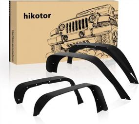 img 4 attached to Off-Road Fender Flares For Jeep Wrangler 2007-2018 JK & JKU Unlimited - Heavy Duty Flat Textured Steel Mud Guards In Black (Set Of 4) By Hikotor For Front And Rear Replacement (2 Or 4 Door Options)