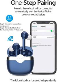img 1 attached to 🎧 YHT Earbuds: Wireless Bluetooth 5.3 Earbuds with 4-Mics for Clear Calls, ENC Noise Cancelling, 30H Playtime, Deep Bass, Waterproof & Sports Earbud Headphones for iPhone Android (Blue)