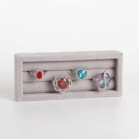 img 2 attached to 2-Slot Velvet Small Ring Organizer Set For Earrings Showcase Display Storage Insert Holder Jewelry Box, Drawer, Dresser (Set Of 2)