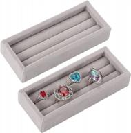 2-slot velvet small ring organizer set for earrings showcase display storage insert holder jewelry box, drawer, dresser (set of 2) logo