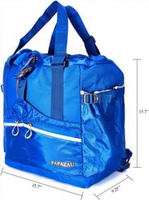 img 3 attached to Blue PAPAZAU RFID Convertible RPET Tote Backpack - 40L Travel Tote Bag For Beach, Gym, And More
