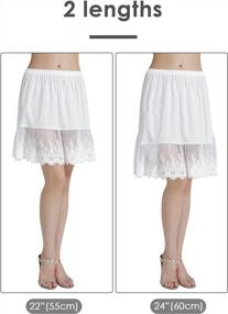 img 2 attached to S-L Ivory/Black BEAUTELICATE Skirt Extender Half Slip W/ Lace Trim - 100% Cotton Vintage Underskirt 22-24In