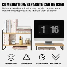 img 1 attached to YGYQZ Wood Office Desk Shelf Organizer - Desktop Supplies Cute Dresser Top Organization Storage Rack And Cubicle Decor Aesthetic Bookshelf For Women Man And Kids (Black-Two Tier)