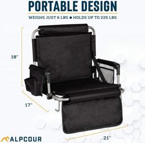 img 2 attached to Alpcour Portable Foldable Stadium Seat With Backrest And Armrest - Comfortable And Durable Chair With Pockets And Cup Holder - Ideal For Football And Basketball Bench Seats