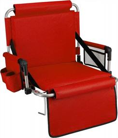 img 4 attached to Портативное складное сиденье для стадиона Alpcour со спинкой и подлокотником - удобное и прочное кресло с карманами и подстаканником - идеально подходит для футбольных и баскетбольных скамеек