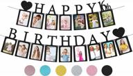 sweet 16 black photo banner with 16 frames - pre-assembled party supplies for girls' happy 16th birthday decorations логотип