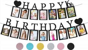 img 4 attached to Sweet 16 Black Photo Banner With 16 Frames - Pre-Assembled Party Supplies For Girls' Happy 16Th Birthday Decorations