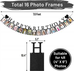 img 1 attached to Sweet 16 Black Photo Banner With 16 Frames - Pre-Assembled Party Supplies For Girls' Happy 16Th Birthday Decorations