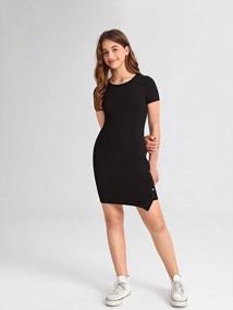 img 2 attached to Stylish Milumia Girl'S Short Sleeve Pencil Dress With Asymmetrical Hem And Button Detail