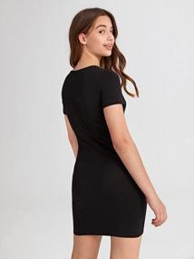 img 3 attached to Stylish Milumia Girl'S Short Sleeve Pencil Dress With Asymmetrical Hem And Button Detail