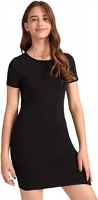 img 4 attached to Stylish Milumia Girl'S Short Sleeve Pencil Dress With Asymmetrical Hem And Button Detail