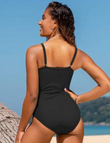 img 1 attached to Hilor Women'S Monokini Swimsuit With Front Twist, V-Neckline, Shirred Detailing, And Tummy Control - One Piece Swimwear