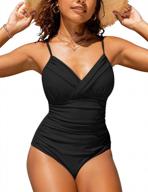 женский купальник монокини hilor с перекручиванием спереди, v-образным вырезом, гофрированной отделкой и контролем живота - сплошные купальники логотип