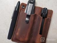 img 1 attached to Full Grain Leather EDC Pocket Organizer With Pen Loop - Ideal Pocket Slip, Knife Pouch, And Carrier For Everyday Carry Organization In Chestnut Color review by Tom Podolski