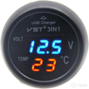 img 4 attached to 🔌 RKURCK 12V-24V 3in1 Universal Blue Cigarette Lighter Car USB Port Charger with Digital LED Display: Voltmeter, Thermometer, and Battery Voltage Tester – Temperature Monitor Meter