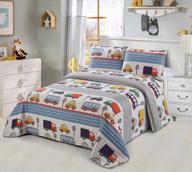 🚗 transform your little one's bed with the better home style blue cars trucks buses taxis vehicles city streets theme - kids / boys / toddler coverlet bedspread quilt set with sham # transportation (twin) logo