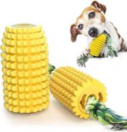 игрушка для жевания зубных щеток для собак с веревкой - устойчивая к укусам кукурузная молярная палочка для ухода за зубами щенков логотип