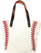women's canvas baseball tote bag with sports print - top handle casual shoulder bag for sports, travel, beach - large utility bag - great gift idea logo