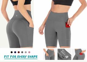 img 2 attached to Ewedoos Women'S Yoga Pants With Pockets - Leggings With Pockets, High Waist Tummy Control Non See-Through Workout Pants Gray Shorts