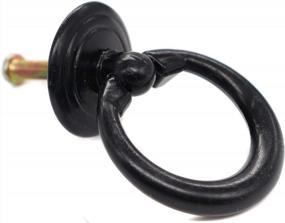 img 1 attached to Vintage Black Dresser Drawer Knobs Pulls 8-Pack - Single Hole Funniture Drop Ring