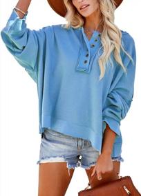 img 4 attached to ROSKIKI Women'S Comfy Oversized Long Sleeve Hooded Sweatshirts With Button Up Front