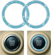 💎 2-pack crystal rhinestone car engine start stop decoration rings, car bling crystal stickers rings for women's car decals, key ignition starter & knob ring set (blue/double ring) логотип