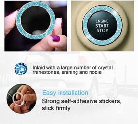 img 2 attached to 💎 2-Pack Crystal Rhinestone Car Engine Start Stop Decoration Rings, Car Bling Crystal Stickers Rings for Women's Car Decals, Key Ignition Starter & Knob Ring Set (Blue/Double Ring)