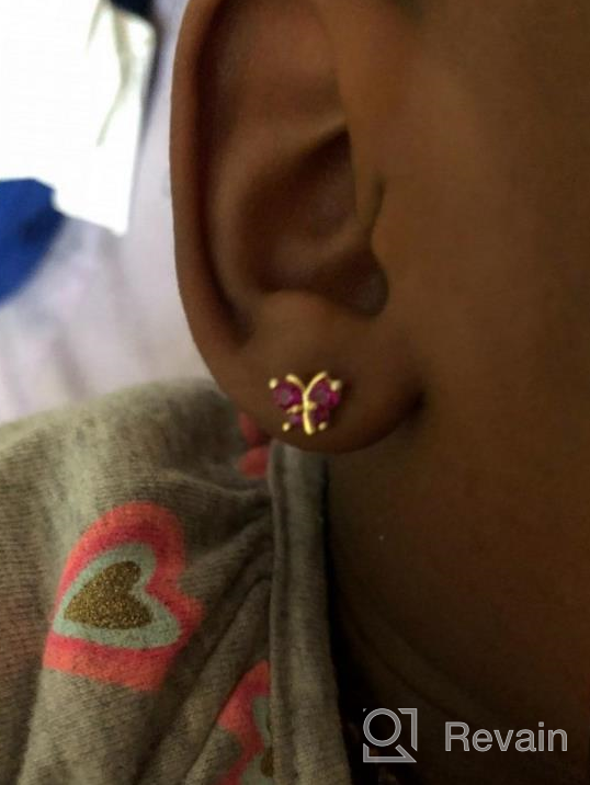 img 1 attached to Girls Earrings: 14k Gold Plated Brass 🦋 Butterfly Cubic Zirconia Screwback with Sterling Silver Post review by Noe Spooner