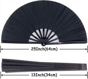 img 2 attached to STHUAHE Large Black Folding Fans For Festivals And Parties, Perfect Handheld Accessory For Music Lovers And Performers