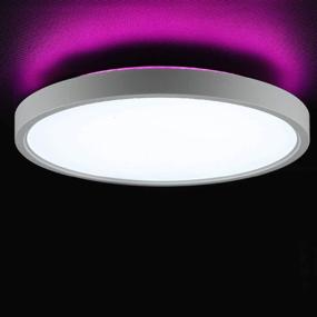 img 4 attached to Pink TALOYA LED Ceiling Light With Back Ambient Light For Nursery And Bedroom; Low Profile, 12 Inch, 24W Surface Mount Fixture With Easy Installation