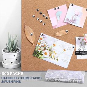 img 1 attached to Secure Your Notes, Photos And Reminders With MROCO 600 Pack Steel Thumb Tacks And Push Pins - Perfect For Home, School, And Office Cork Boards!