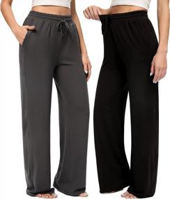 img 4 attached to Comfy Lounge Workout Pants With Pockets: OLIKEME Women'S Wide Leg Yoga Sweatpants For Women