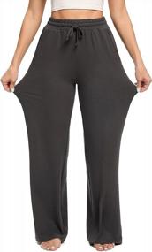 img 1 attached to Comfy Lounge Workout Pants With Pockets: OLIKEME Women'S Wide Leg Yoga Sweatpants For Women