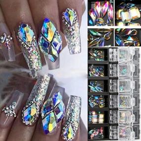 img 3 attached to Oval Shaped Glass Stones 3D Nail Art Decorations - Transparent AB Crystal Nail Set With Diamond Drop Rihnestones Jewels Accessories