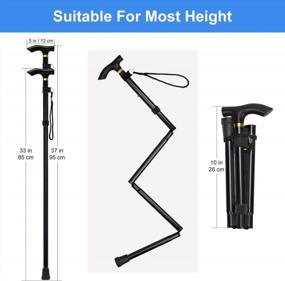 img 3 attached to Adjustable Height Folding Cane For Elderly Disabled Men Women - Lightweight Portable Travel Walking Stick With Wrist Strap And T Handle By Supregear.
