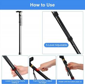 img 2 attached to Adjustable Height Folding Cane For Elderly Disabled Men Women - Lightweight Portable Travel Walking Stick With Wrist Strap And T Handle By Supregear.