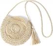 straw shoulder bag, kadell women handmade summer beach crossbody bag, for travel outing dating outgoing, for girls ladies women, comes with tassels, beige logo