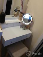 img 1 attached to Unique Chic Design Vanity Set With 2-Tier Tabletop & 3 Drawers, 25Inch Dressing Table With Large Mirror And Cushioned Stool For Small Apartments, Women And Girls Makeup Table Set By CHARMAID review by Stephen Ball