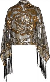 img 3 attached to Metme Women'S 1920S Sequin Deco Fringed Wedding Cape Shawl - Perfect For Vintage Prom!